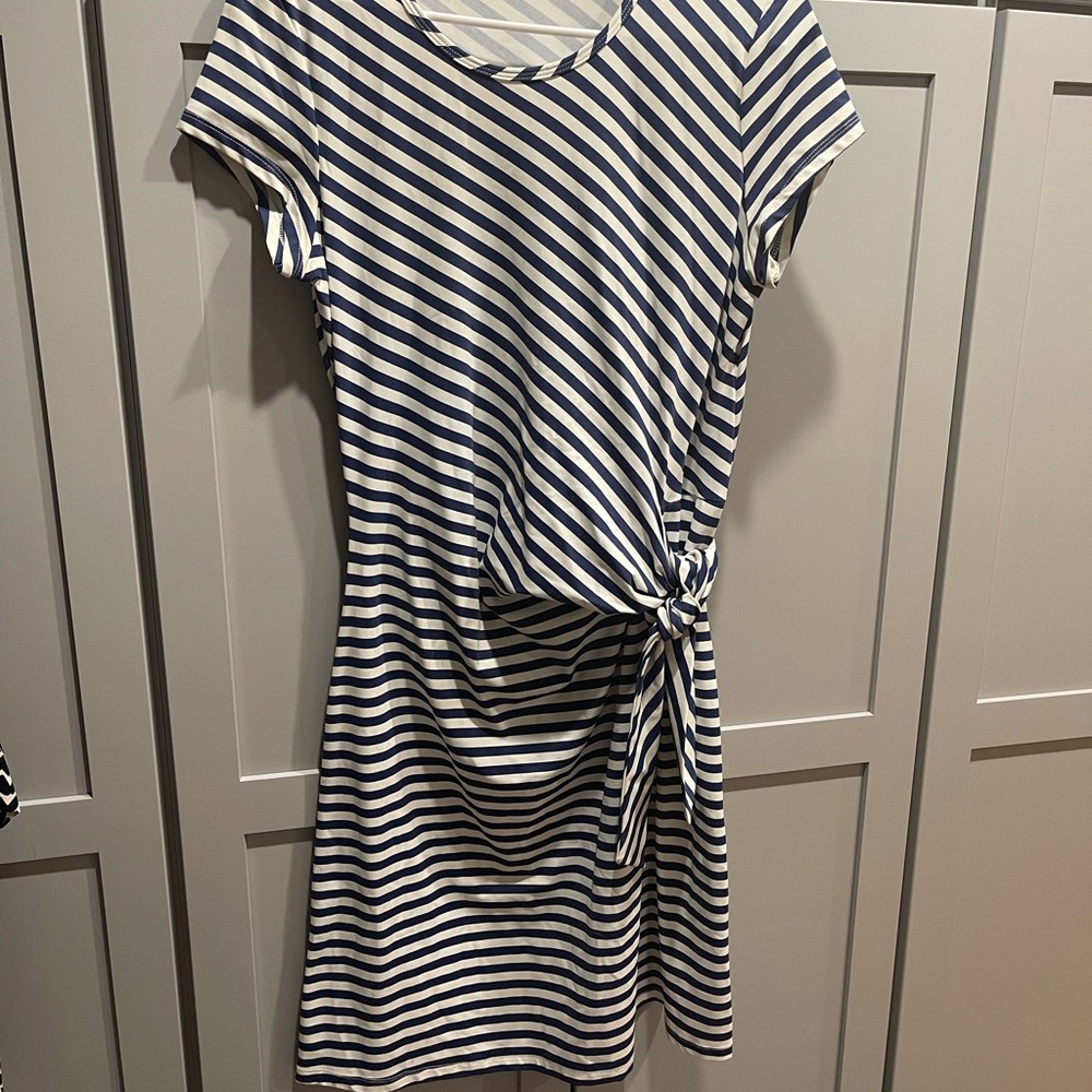 J. McLaughlin Elora dress Navy and White stripes